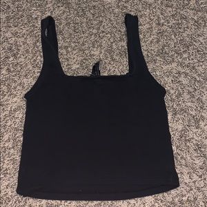 Black crop top tank top w/square neckline